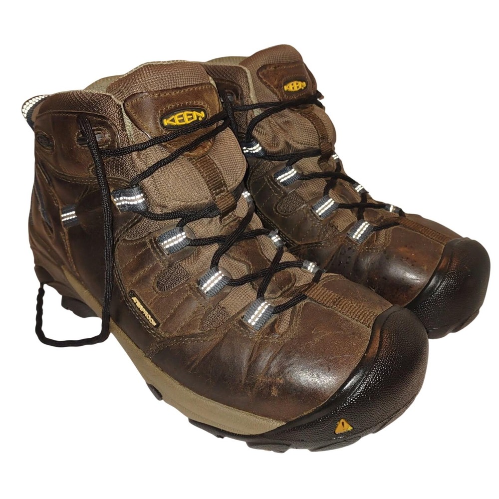 Keen Utility Detroit Brown Leather Mid Waterproof XT Hiking Work Boots Mens 10